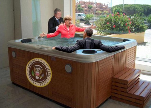 Shopped photos of Angela Merkel talking to Barack Obama take the internet by storm geotv.ge