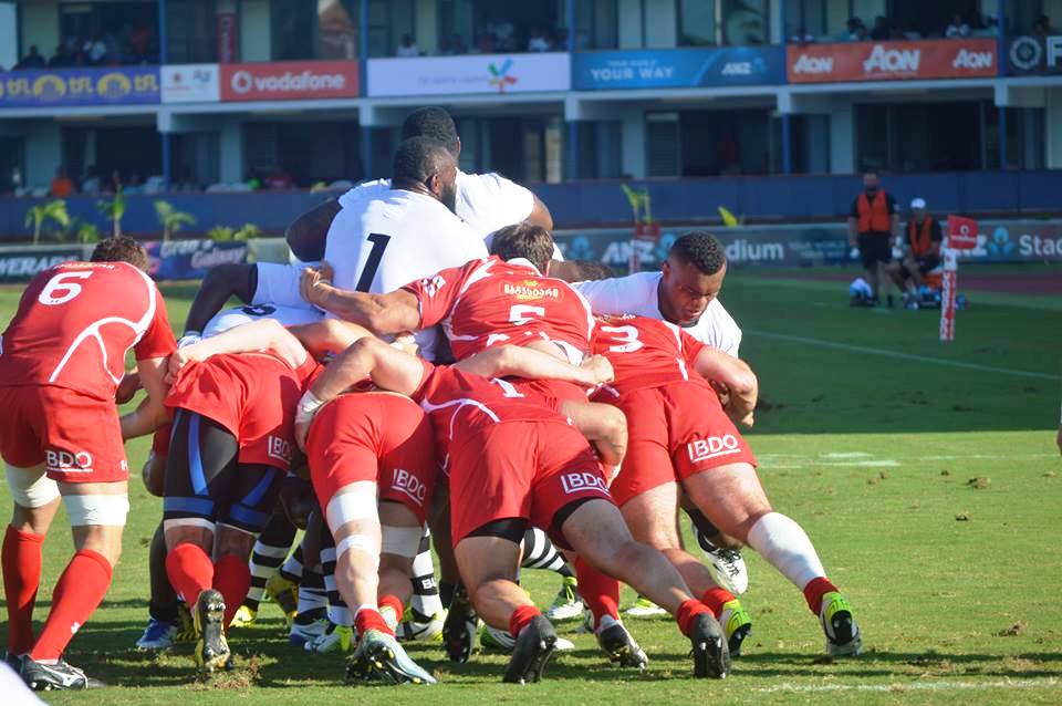 Georgian National Rugby Team celebrates victory over Fiji by singing geotv.ge