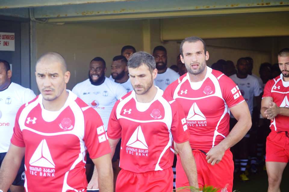 Georgian National Rugby Team celebrates victory over Fiji by singing geotv.ge