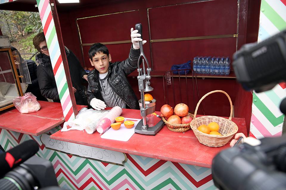 Tbilisi City Hall gifts food stand to a teenager street vendor with cerebral palsy geotv.ge