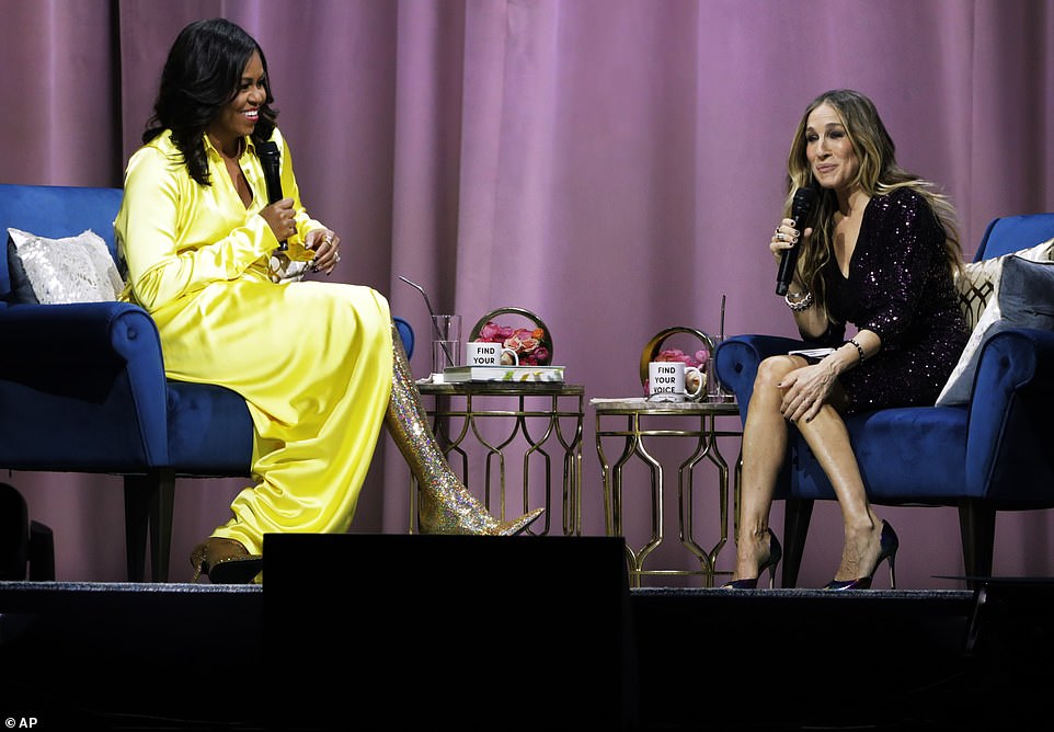 Michelle Obama wearing Balenciaga and David Koma at “Becoming” tour obama_balenciaga
