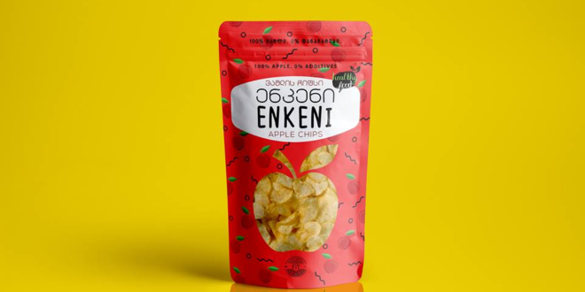 Enkeni - Georgian Apple Chips made with innovative technology go on sale geotv.ge