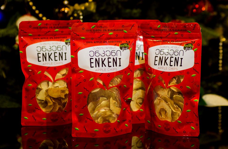 Enkeni - Georgian Apple Chips made with innovative technology go on sale geotv.ge